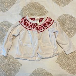 Gymboree white and red snowflake holiday cardigan 6-12 months